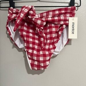 Montce Red & White Gingham Tie-Up Bikini Bottom